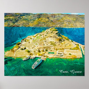 Beautiful Crete Greece Scenery Oil Paint Poster