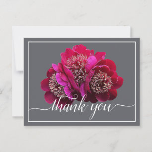 Beautiful Crimson Peonies Colour Backdrop Thank Yo Postcard