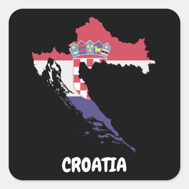 Beautiful Croatia Map Flag Colourful Vintage Square Sticker (Front)