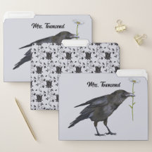 Beautiful Crow Design File Folder Set - Crow Lover