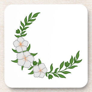 Beautiful Crown Crescent of White Flowers Coaster