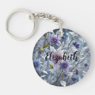 Beautiful Crystal Frost Winter Bloom Keychain