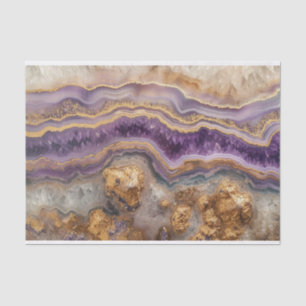 Beautiful crystal geode agate in amethyst and gold tissue paper