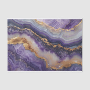 Beautiful crystal geode agate in amethyst and gold tissue paper