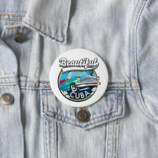 Beautiful Cuba retro logo. 3 Inch Round Button