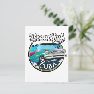 Beautiful Cuba retro logo. Postcard