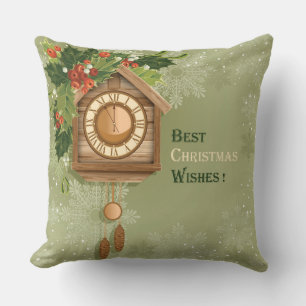 Beautiful Cuckoo Cloak with Christmas Holly Poster Throw Pillow