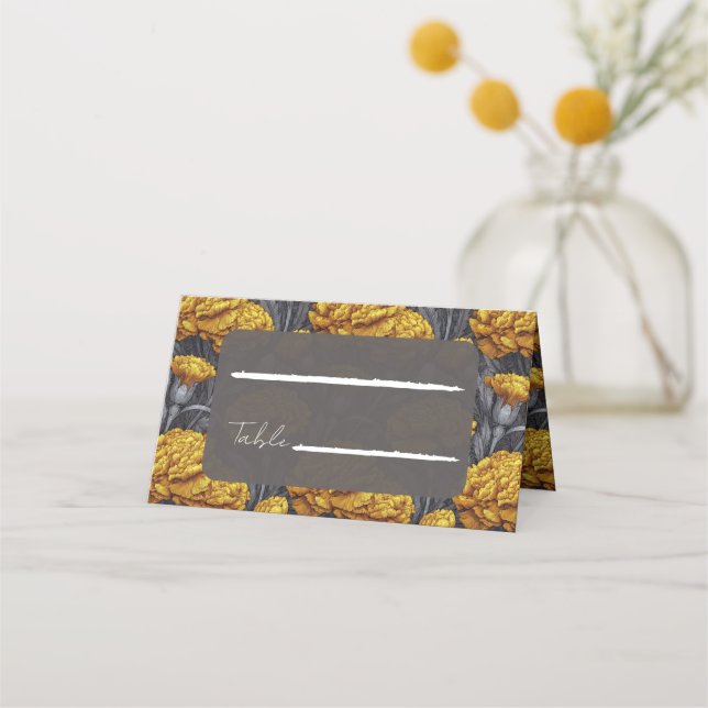 Beautiful Custom Carnation Garden Fall Wedding Place Card (Front)