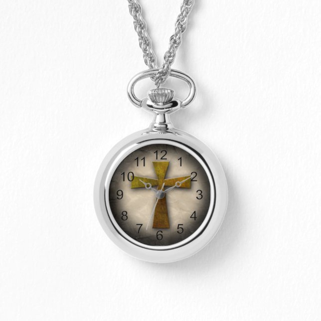 Beautiful Custom Christian Jesus Rustic Cross Watch (Front)
