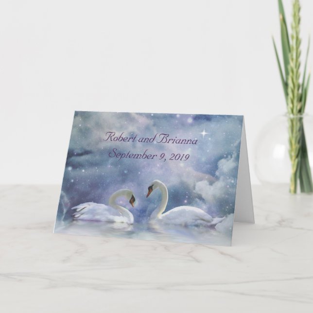 Beautiful Custom Congratulations on Wedding Swans Card (Front)