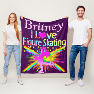 BEAUTIFUL CUSTOM FIGURE SKATER FLEECE BLANKET