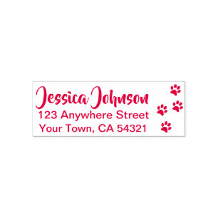 Beautiful Custom Name Return Address Dog Paws Self-inking Stamp