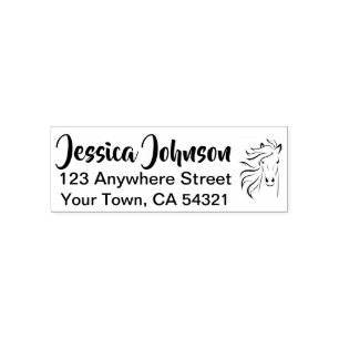 Beautiful Custom Name Return Address Horse Self-inking Stamp