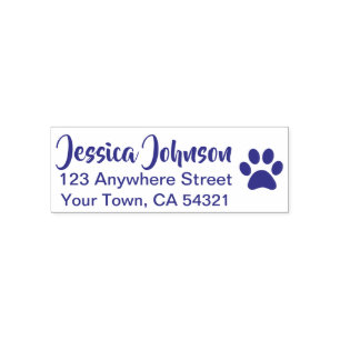Beautiful Custom Name Return Address Paw Print Self-inking Stamp