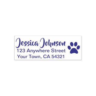Beautiful Custom Name Return Address Paw Print Self-inking Stamp