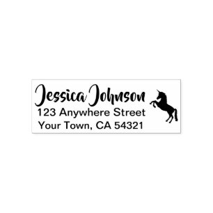 Beautiful Custom Name Return Address Unicorn Self-inking Stamp