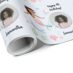 Beautiful Custom Photo Text Mermaid Under the Sea Wrapping Paper