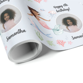 Beautiful Custom Photo Text Mermaid Under the Sea Wrapping Paper