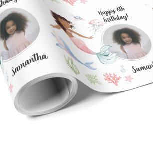 Beautiful Custom Photo Text Mermaid Under the Sea Wrapping Paper