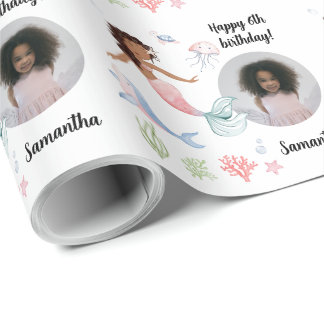 Beautiful Custom Photo Text Mermaid Under the Sea Wrapping Paper