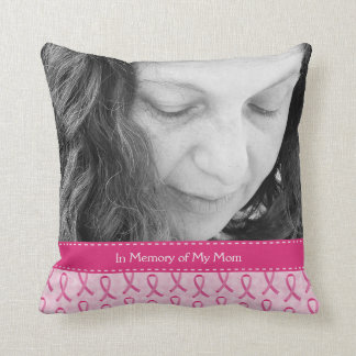 Beautiful Custom Pink Ribbon Memorial Throw Pillow