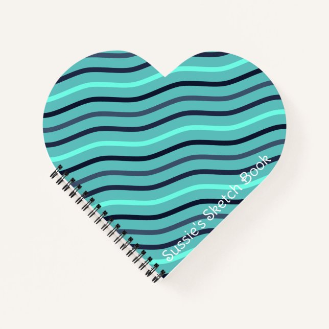 Beautiful Custom Stripe Blue  Notebook (Front)