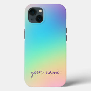 Beautiful Customizable Pastel Rainbow Gradient iPhone 13 Case