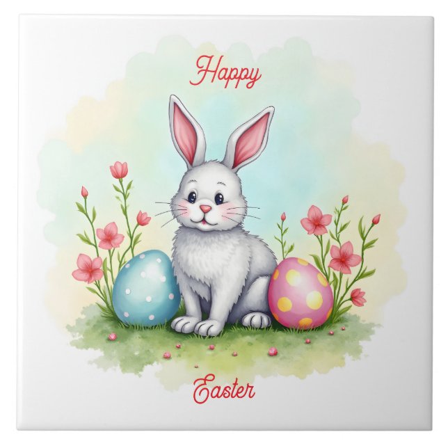 Beautiful Cute Easter Bunny Collection Tile (Front)