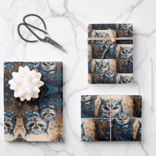 Beautiful Cute Minimalistic Owl Wrapping Paper Sheet