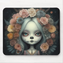 beautiful cute whimsical chibi girl with flowers 