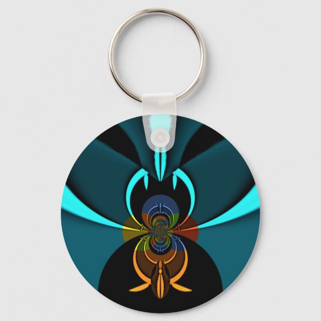 Beautiful Cyan Abstract Art Print Keychain (Front)