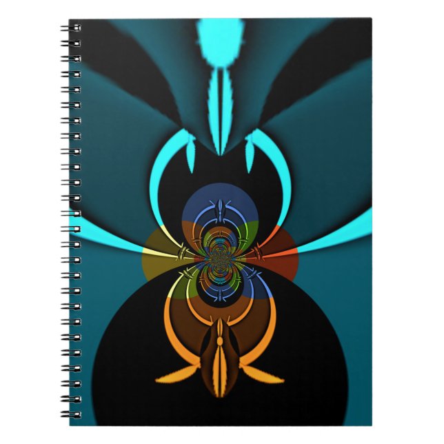 Beautiful Cyan Abstract Art Print Notebook (Front)