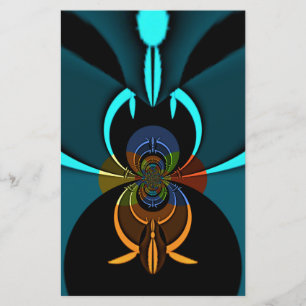 Beautiful Cyan Abstract Art Print Stationery