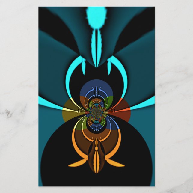Beautiful Cyan Abstract Art Print Stationery (Front)