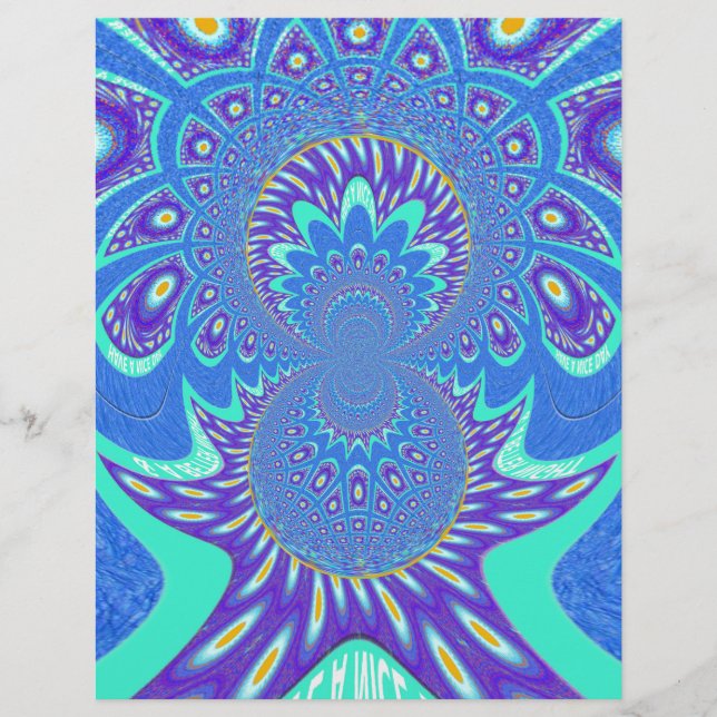 Beautiful cyan blue kaleidoscope vector art design (Front)
