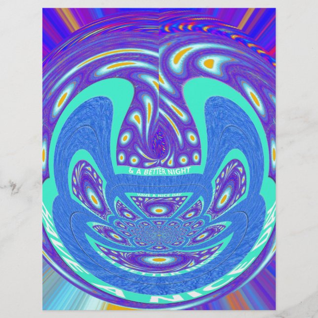 Beautiful cyan blue kaleidoscope vector art design (Front)