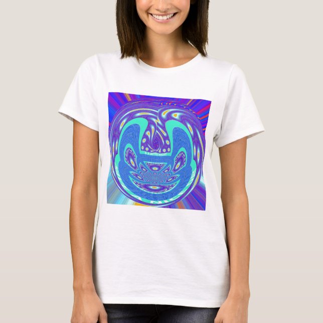 Beautiful cyan blue kaleidoscope vector art design T-Shirt (Front)