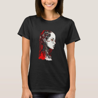 Beautiful Cyborg Gothic Woman Trash Polka Art T-Shirt