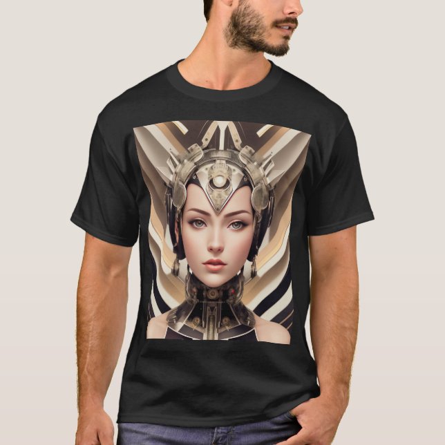 Beautiful Cyborg Portrait T-Shirt (Front)
