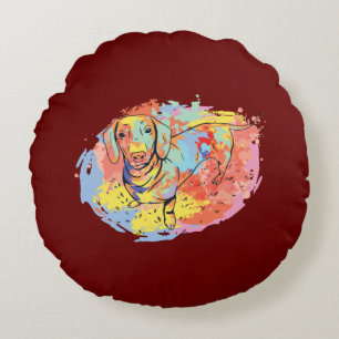 Beautiful dachshund dog round pillow