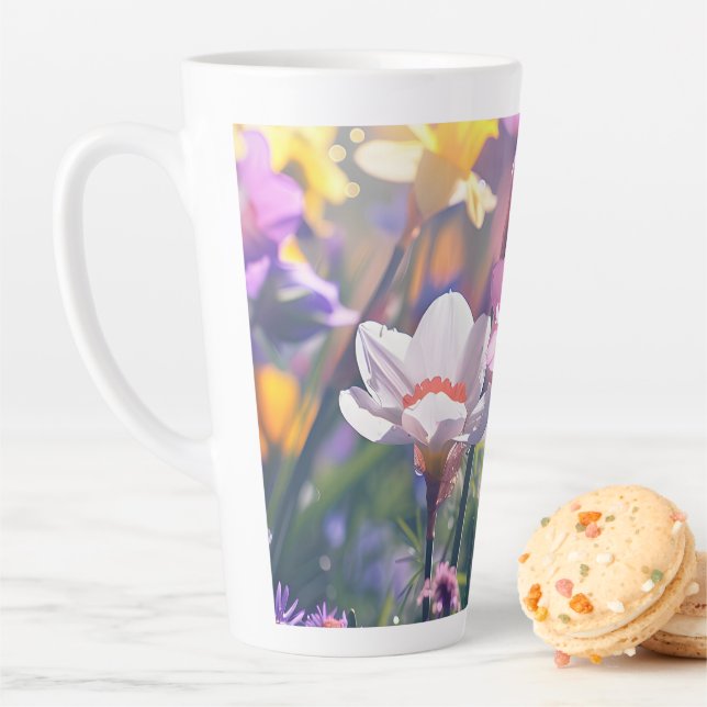 Beautiful Daffodil Flower Latte Mug. Latte Mug (In Situ)