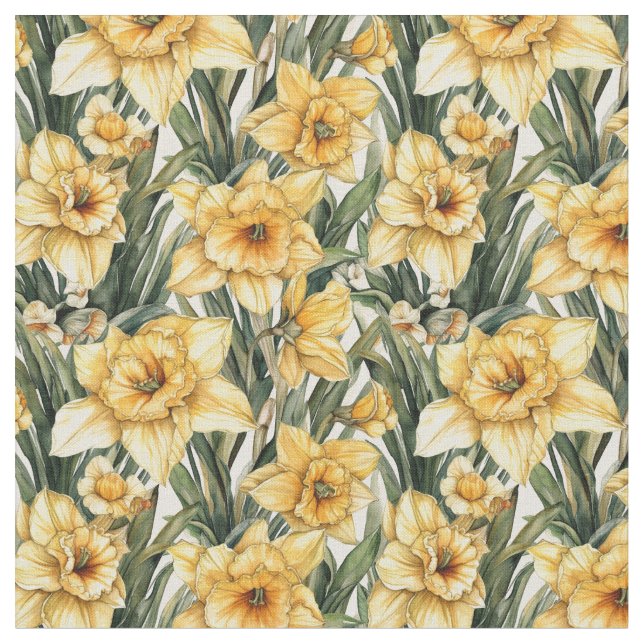 Beautiful Daffodil Yellow Seamless pattern fabric (Close Up)