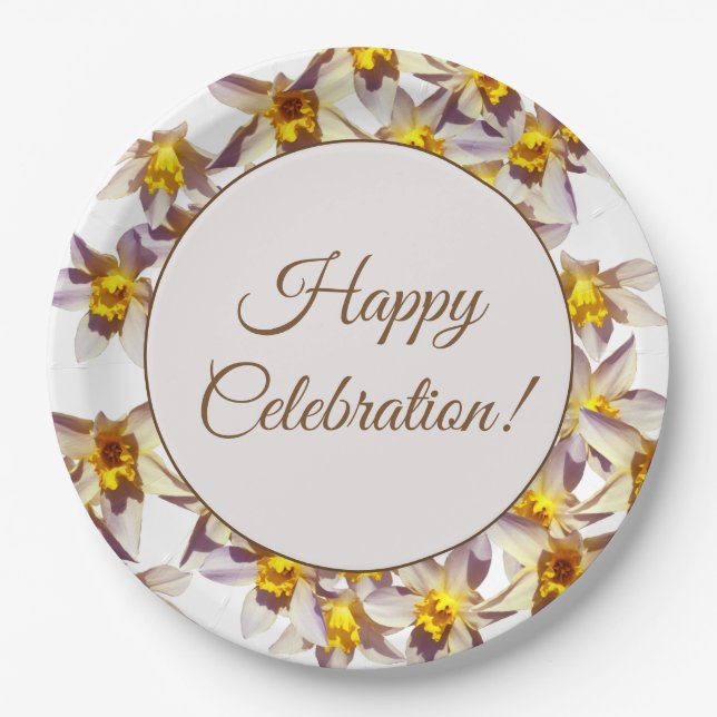 Beautiful Daffodils Flowers Custom Paper Plates (Front)