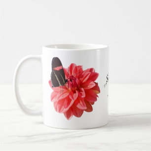 Beautiful Dahlia Mug with Butterfly Coffee Cup Mug