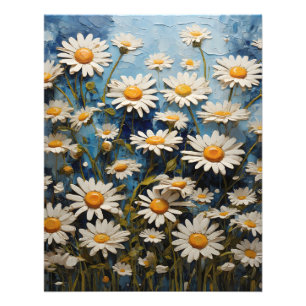 Beautiful daisies on blue background photo print