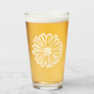 Beautiful Daisy Flower, Halftone Illustration Glass