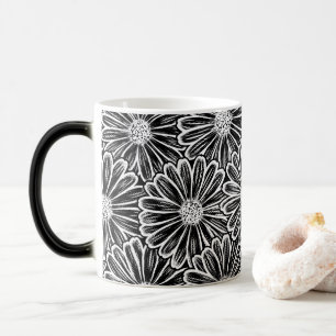 Beautiful Daisy Flower, Halftone Illustration Magic Mug