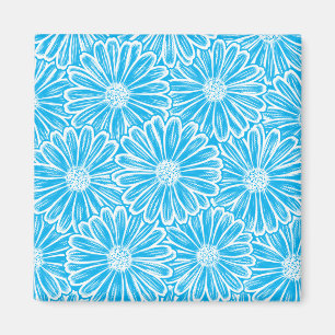 Beautiful Daisy Flower, Halftone Illustration Magnet