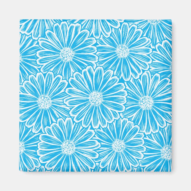 Beautiful Daisy Flower, Halftone Illustration Magnet (Front)