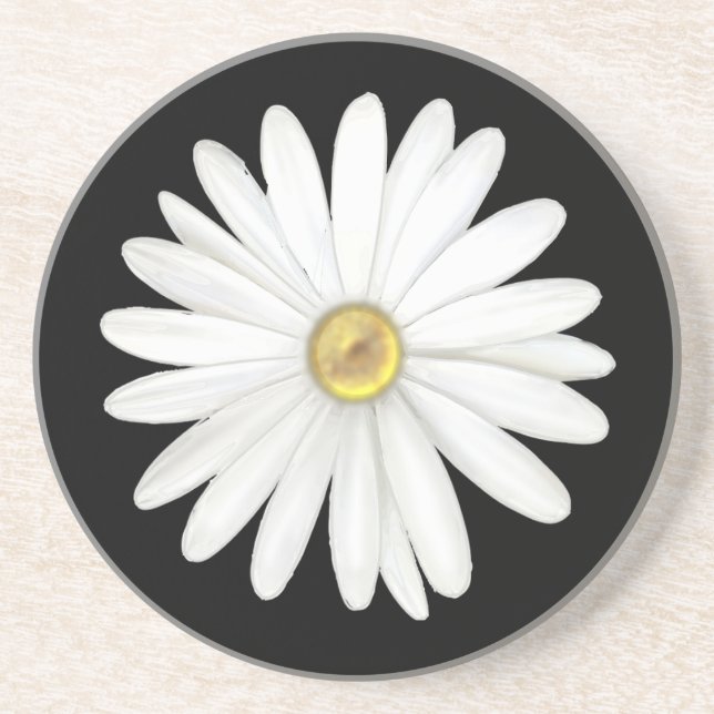 Beautiful Daisy Flower on Black Coaster (Front)